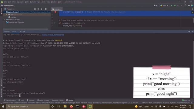4. Conditional Branching - If statement (Python3) смотреть онлайн