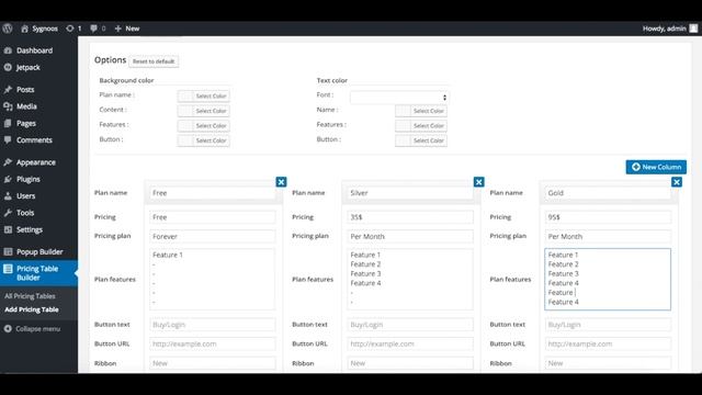Wordpress Pricing Table Builder смотреть онлайн