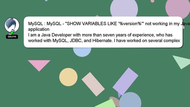 MySQL : MySQL - "SHOW VARIABLES LIKE '%version%'" not working in my Java application смотреть онлайн