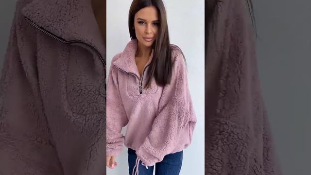 ISSA PLUS | Розовая шерстяная теплая толстовка