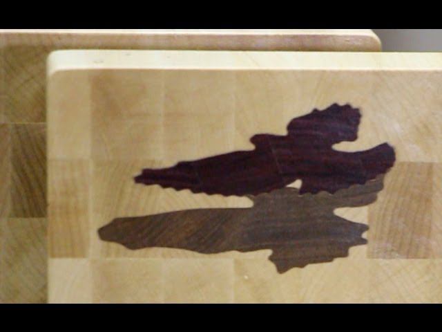 Making a 3D "Flying bird" inlaid cutting board смотреть онлайн