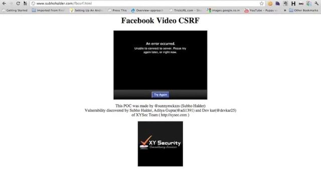 Facebook Video CSRF by Subho Halder and Aditya Gupta смотреть онлайн