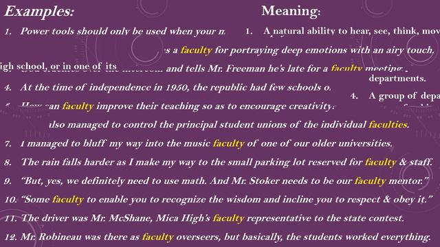 Faculty Meaning  | Best 10 Definitions Of Faculty | Faculty Example Sentences
