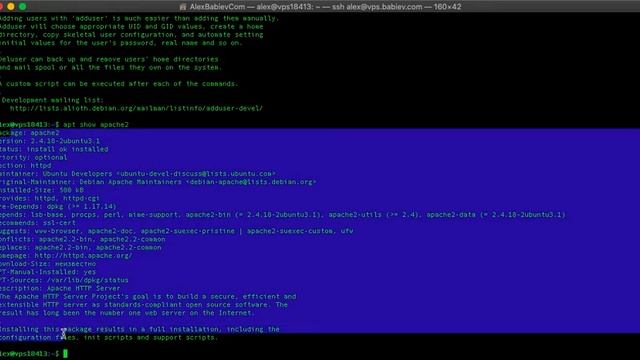 Приложение APT команда SHOW в ОС Linux смотреть онлайн