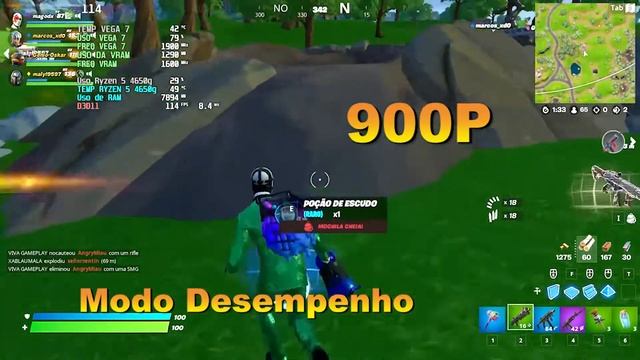 Ryzen 5 4650g + Radeon Vega 7 = Fortnite 720p/900p/1080p Modo desempenho смотреть онлайн
