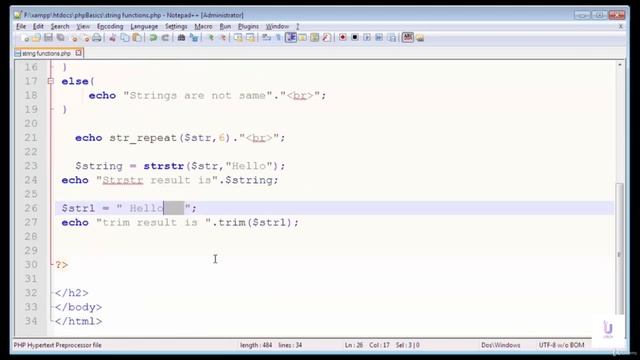 Useful String Function in PHP | PHP Tutorial for Beginners | PHP Programming Language tutorial |202 смотреть онлайн