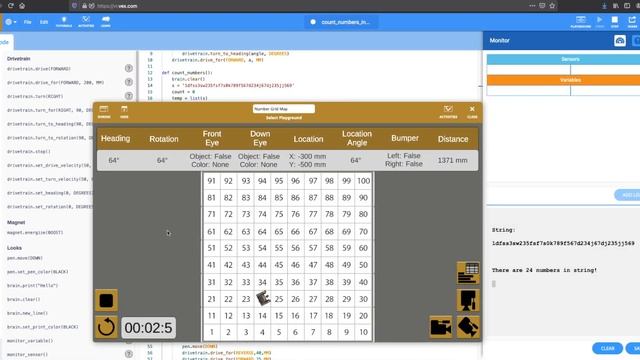 Count numbers in a string (Python VEXCode VR) смотреть онлайн