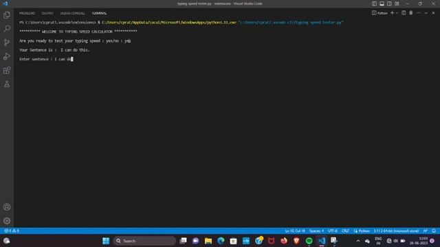 Typing Speed Calculator using python by Vishwajeet смотреть онлайн