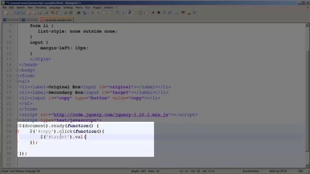Copy HTML Form Info from one Element to Another with jQuery смотреть онлайн