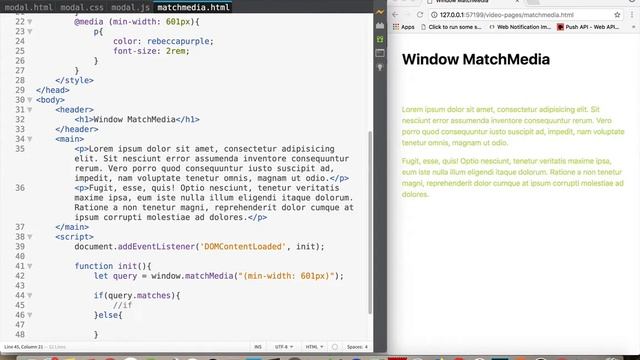 Matching Media Queries with JS смотреть онлайн