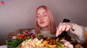 EATING | Скумбрия, овощи, салаты, картофель | Mackerel, vegetables, salads, potatoes не MUKBANG