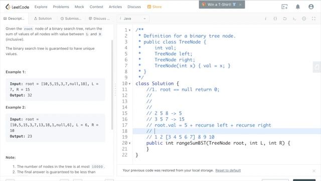 [Tech Interview Live Coding] Binary Search Tree, LC #938 Range Sum of BST смотреть онлайн
