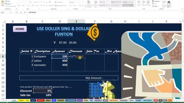How To Make Bill on MS Excel Using Dollar Sign Function смотреть онлайн