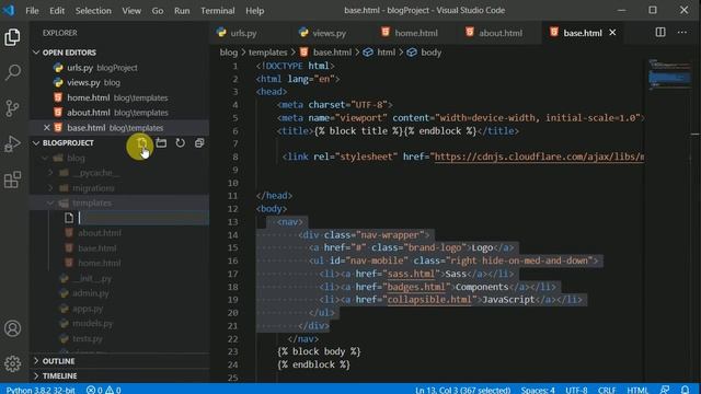 #4 Template inheritance In Django and adding Navigation Bar | Django tutorial in Hindi смотреть онлайн
