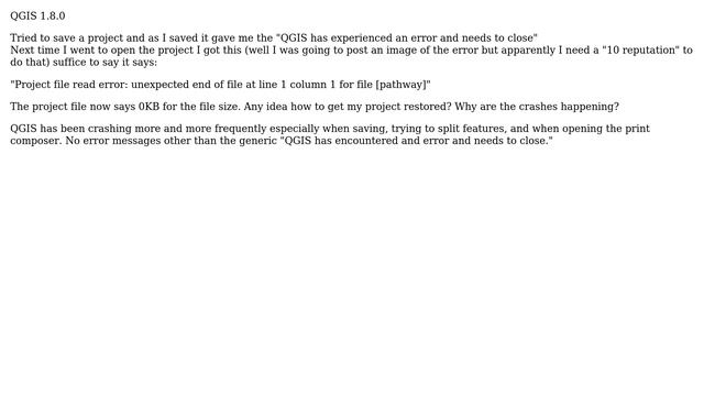 How to handle crashes on save causing "Project file read error: unexpected end of file at line 1... смотреть онлайн