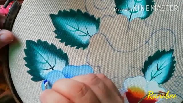 Blue Hibiscus flower Tutorial /Fabric Painting Design /Fabric painting design in pillow cover part- смотреть онлайн