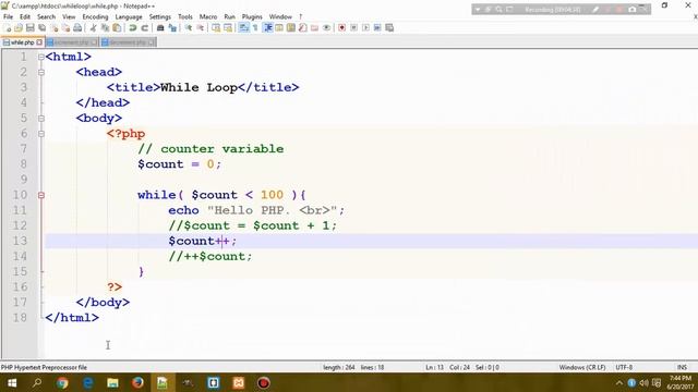 PHP Programming Tutorial - 11 - While Loop | Hindi смотреть онлайн