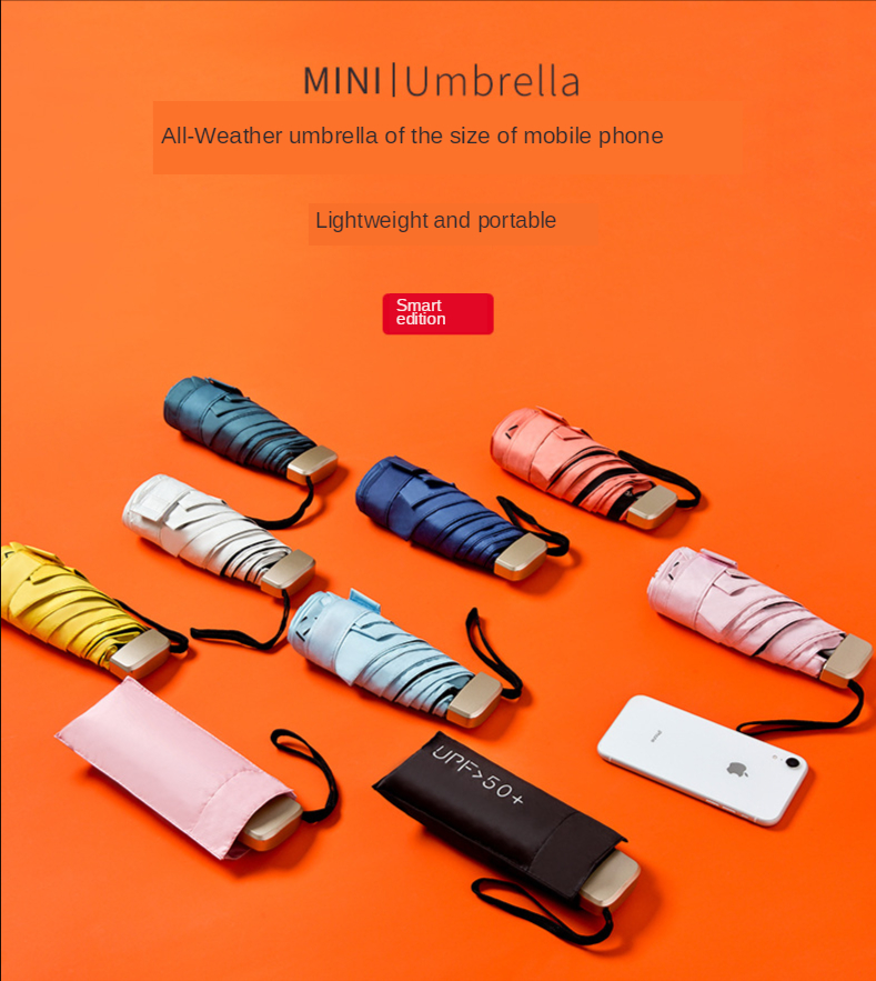 Карманный мини-зонт, размером с телефон, с защитой от УФ-лучей. смотреть онлайн