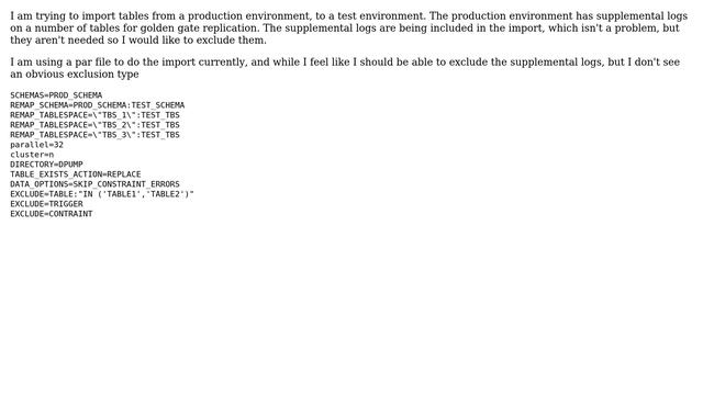 Exclude Supplemental Logs from Import смотреть онлайн