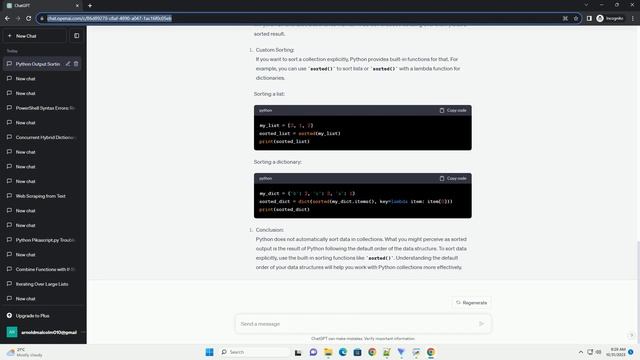 Why is my output already sorted in python смотреть онлайн
