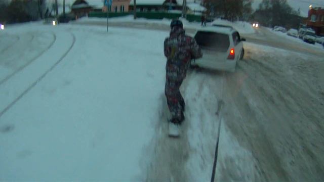 На сноуборде по улицам. смотреть онлайн