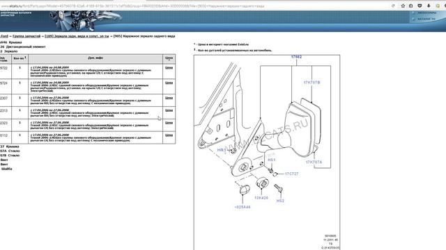 Как подобрать и купить зеркало заднего вида Ford TRANSIT 2007 года смотреть онлайн