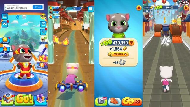 Talking Tom VS Talking Angela | Tom Gold Run VS Tom Gold Run Hero Dash Simultaneous Game смотреть онлайн