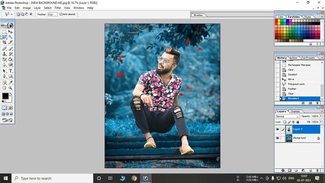 Photoshop 7.0 Outdoor Photo Editing - Photoshop 7.0 Sitting on bench pose photo editing смотреть онлайн