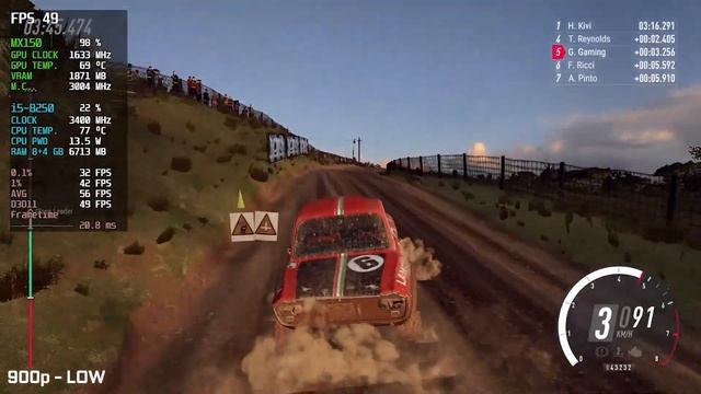 DIRT RALLY 2.0 | ALL SETTINGS l 1080p 900p 720p | GeForce MX150 | i5 8250U смотреть онлайн