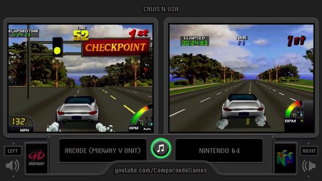 Cruis'n USA (Arcade vs Nintendo 64) Side by Side Comparison смотреть онлайн