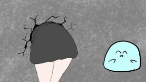 Girl farts and panty poop accident!? She stuck in the wall...【anime】