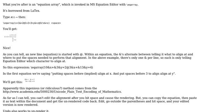 Equivalent of LaTeX "eqnarray" in Microsoft Word 2007 equation editor? (2 Solutions!!) смотреть онлайн