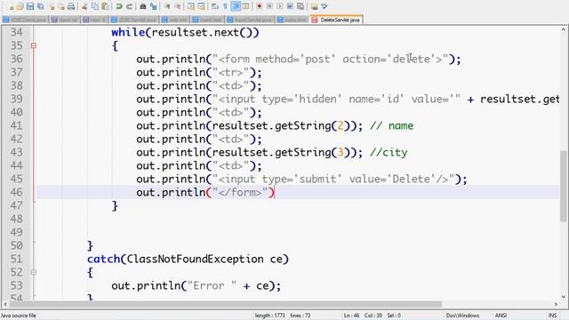 JDBC Part 3 : Delete Operation using Servlet смотреть онлайн