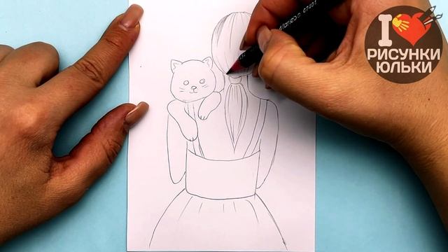 Как нарисовать Девушку С Котиком простым карандашом Рисунки Юльки девушки смотреть онлайн