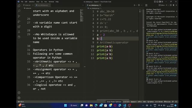Variables and DataType/python tutorial for beginner/TechCode4U/Lecture 4 смотреть онлайн