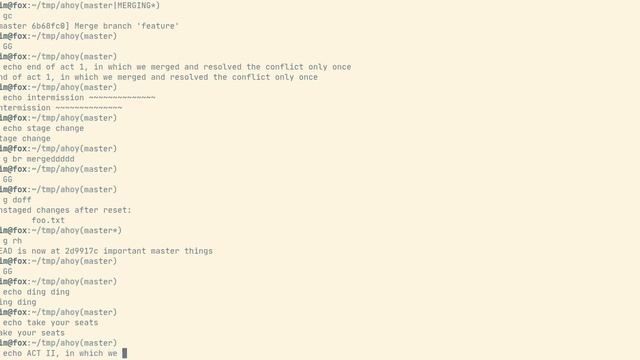 A demonstration of resolving git conflicts multiple times with rebase vs once with merge смотреть онлайн