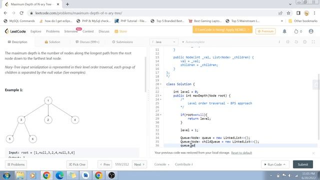 Maximum Depth of N-ary Tree | Leetcode 559 | Amazon Google Facebook interview question смотреть онлайн