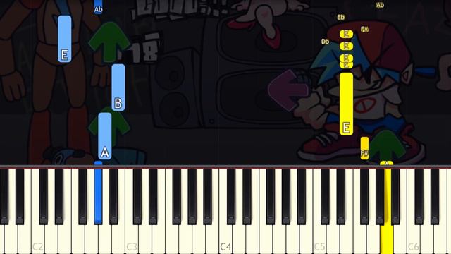 Friday Night Funkin' VS Freddy Beatbox - FNAF Security Breach - EASY Piano tutorial смотреть онлайн