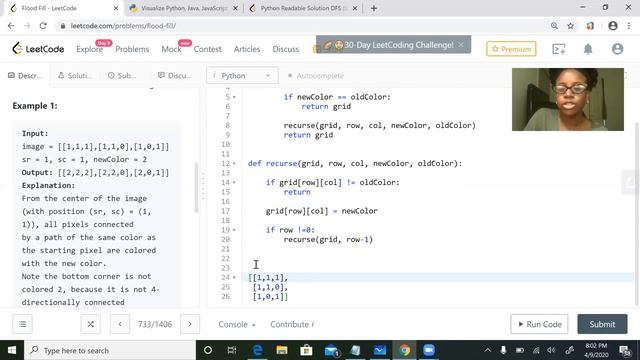 Flood Fill Tutorial | Leetcode | Python | Depth First Search | Python Tutor смотреть онлайн