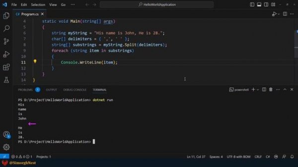 C# Tutorial - Basic - 044 - String Methods - Split()