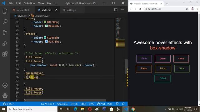 Awesome Button Hover Effects with Box - Shadow | Using only Css & Html (720p) смотреть онлайн