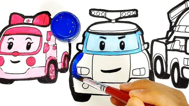 ROBOCAR POLI drawing and coloring for kids/ toddlers Poli, Roy, Amber . learn colors . Tim Tim TV смотреть онлайн