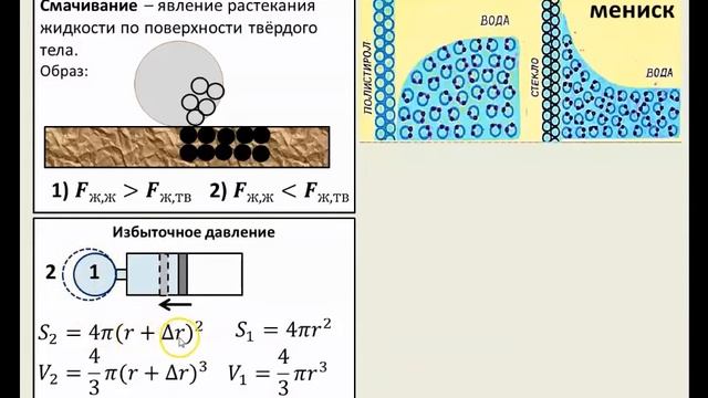 Рассмотрение темы: "Смачивание. Капиллярные явления. Поверхностное натяжение" (2 часть) смотреть онлайн