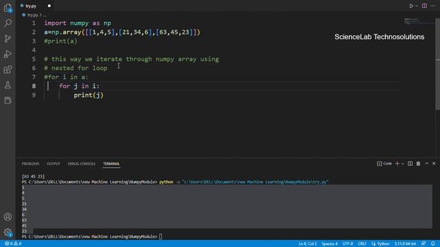 Iterating through numpy array using nested for, flat and flatten смотреть онлайн