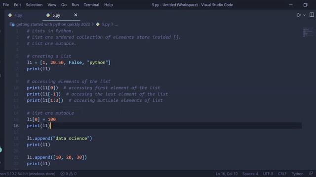 Lists in Python смотреть онлайн