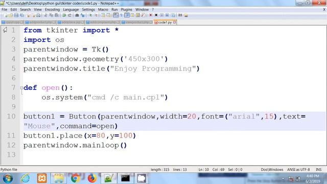 Python tkinter | Open Mouse setting Dialog On Button Click смотреть онлайн