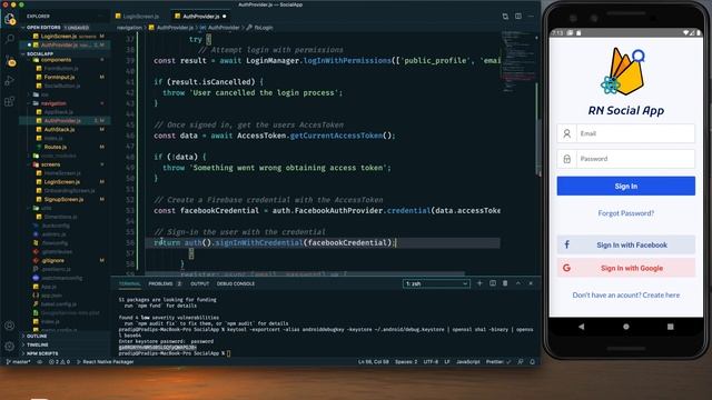 Facebook Login in React Native with Firebase Tutorial смотреть онлайн
