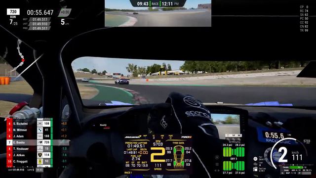 Assetto Corsa Competizione race McLaren GT3 at Barcelona, starting last ACC controller gamepad смотреть онлайн