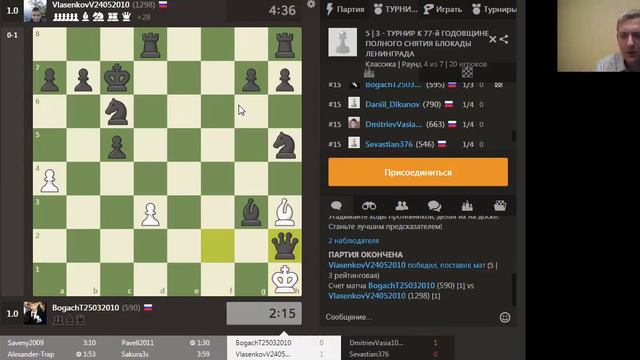 27.01.2021 Шахматный турнир к 77-й годовщине полного снятия блокады Ленинграда смотреть онлайн