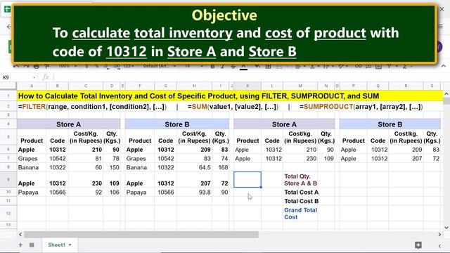 Google Sheets FILTER Function | SUMPRODUCT | SUM | Extract Data | Condition | Spreadsheet Tutorial смотреть онлайн